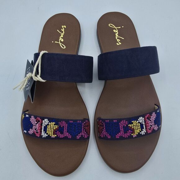 $79 Joules Fenthorpe Women's Flower Suede Flat Sandals Shoe Size 6 - Picture 2 of 9